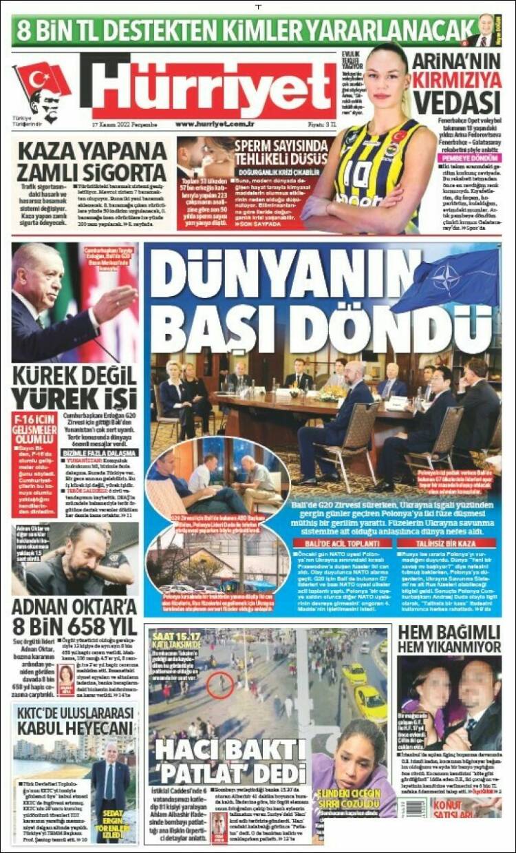 Portada de Hürriyet (Turqu&iacute;a)