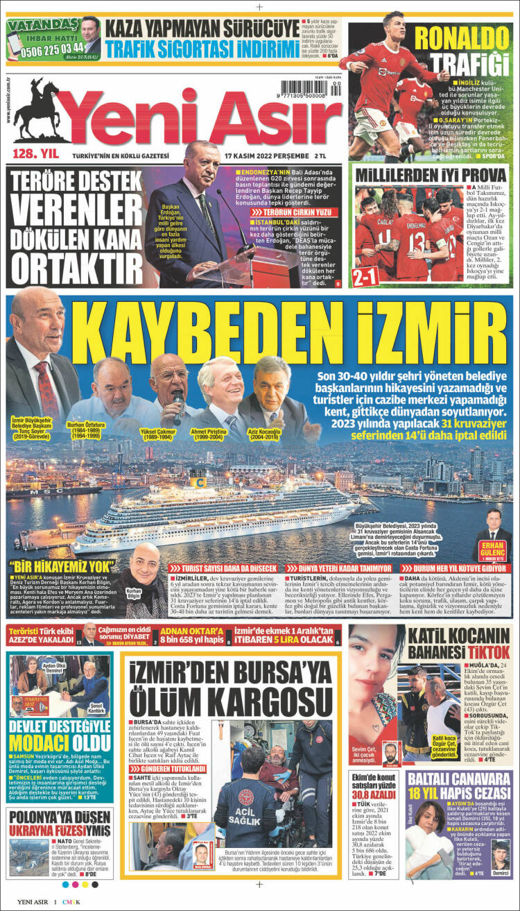 Portada de Yeni Asır (Turqu&iacute;a)
