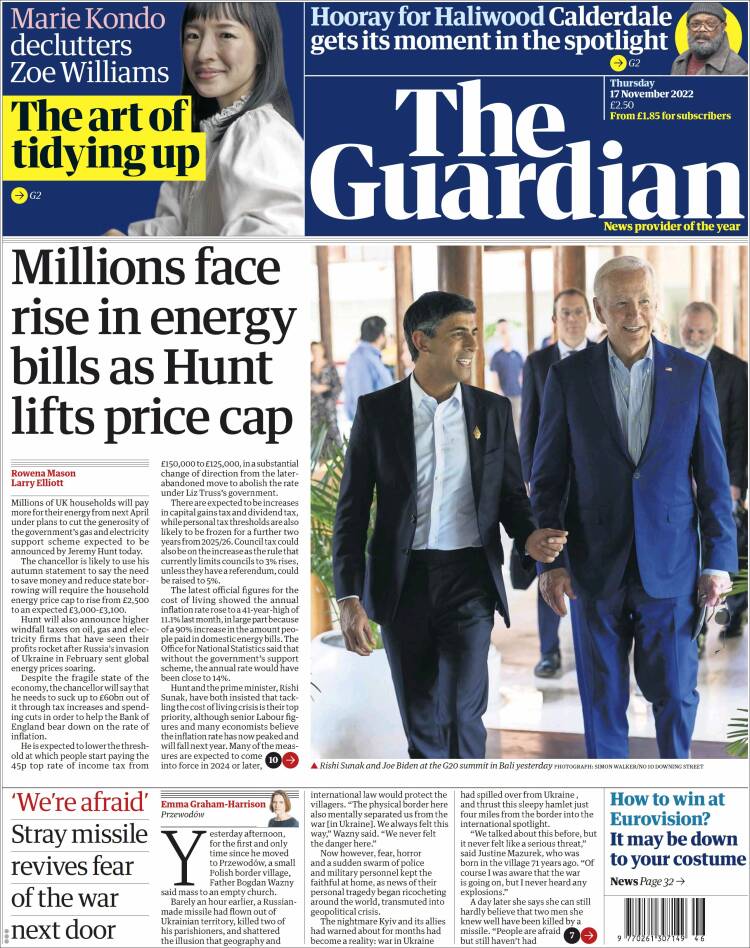 Portada de The Guardian (United Kingdom)