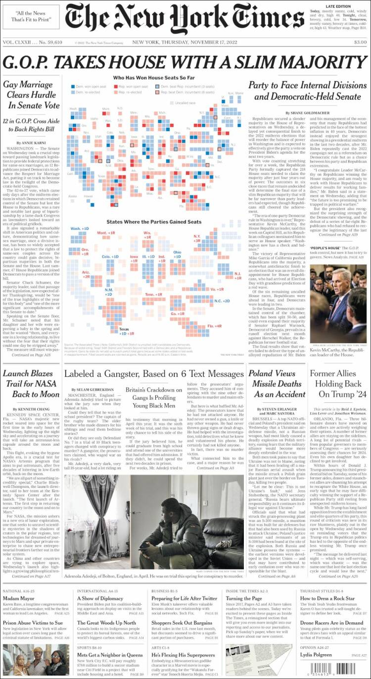 Portada de New York Times (USA)