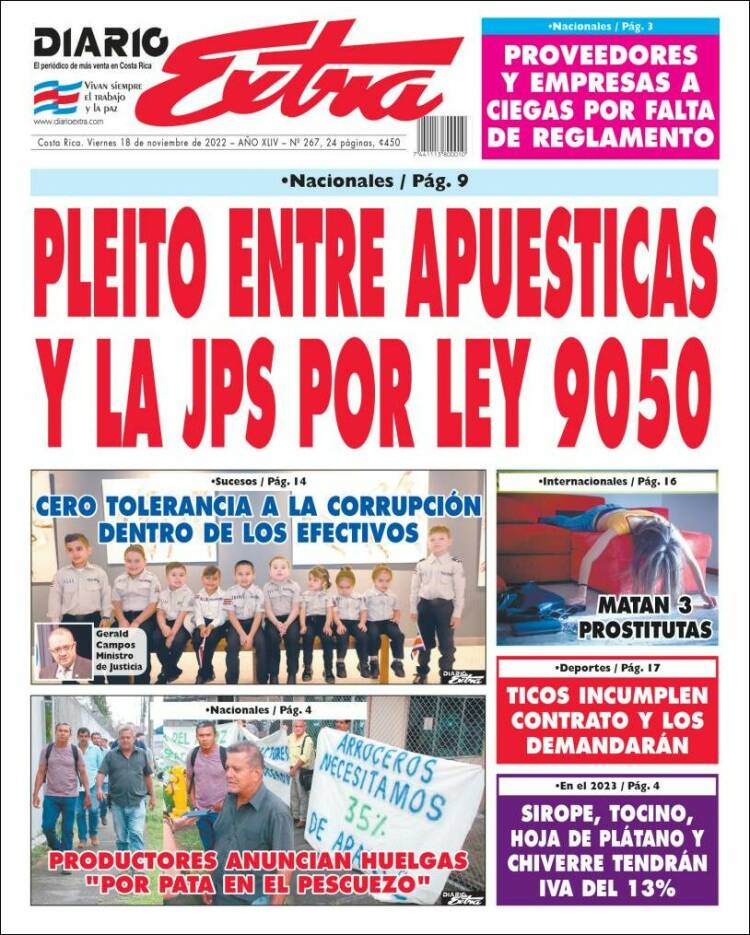 Portada de Diario Extra (Costa Rica)