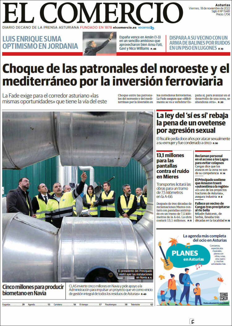 Portada de El Comercio (España)