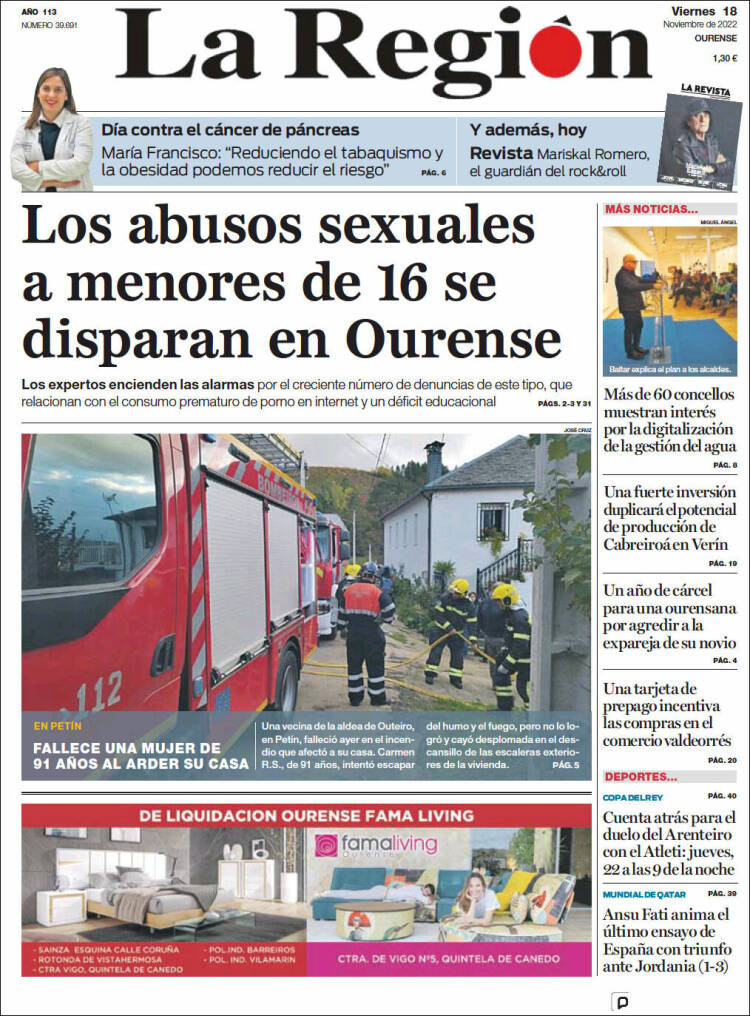 Portada de La Región de Ourense (Spain)