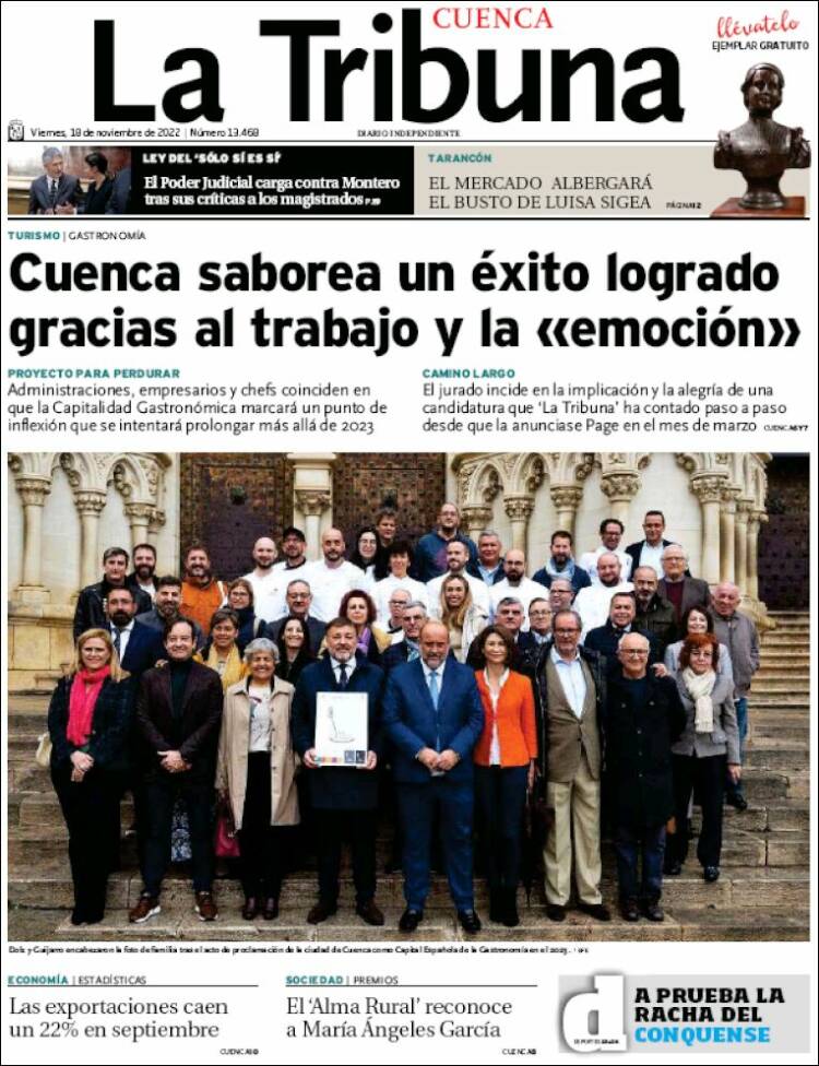 Portada de La Tribuna de Cuenca (España)