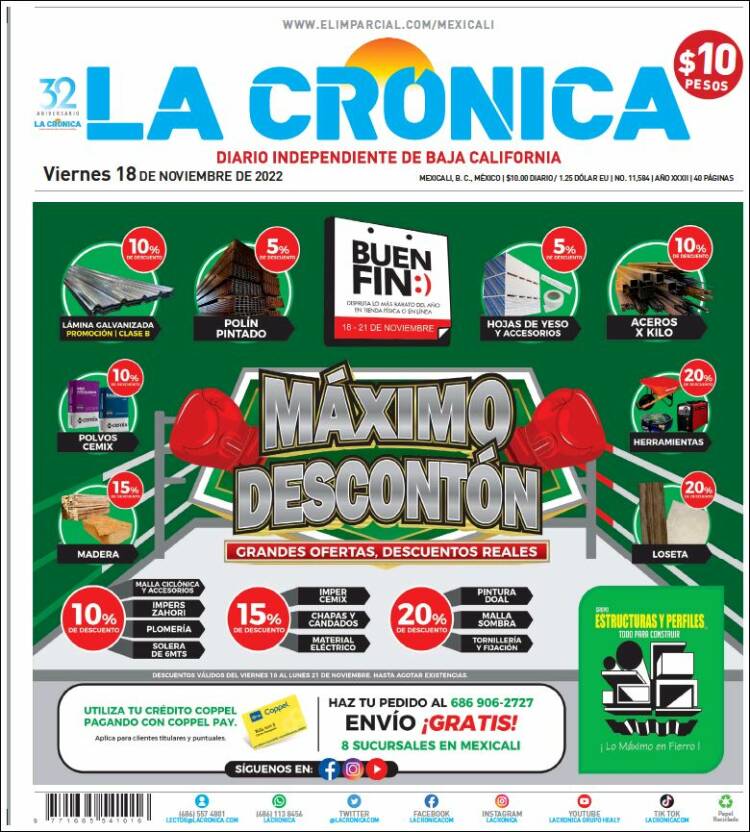 Portada de La Crónica de Baja California (México)