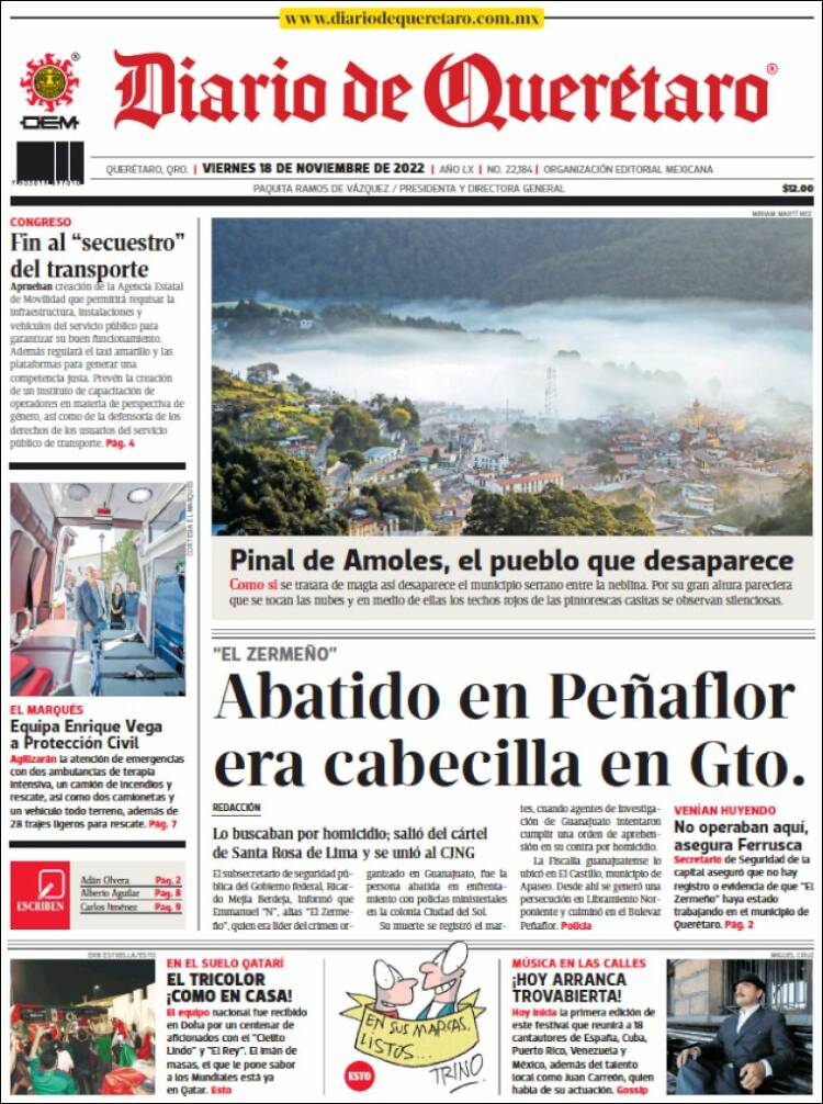 Portada de Diario de Querétaro (México)