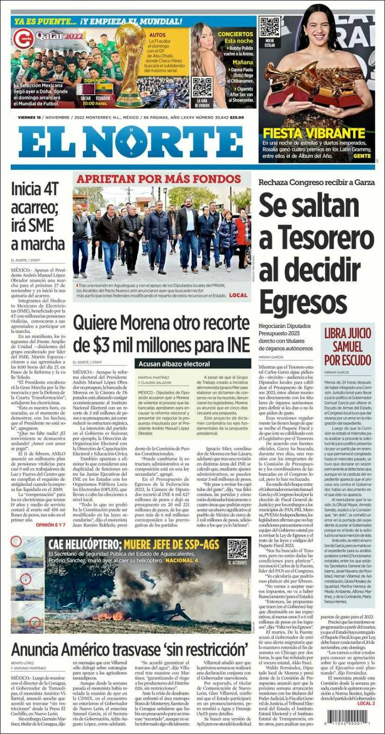 Portada de El Norte (México)