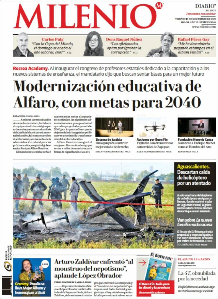 Portada de Milenio - Jalisco (México)