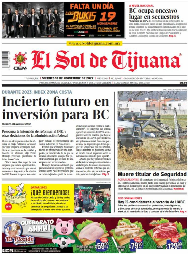 Portada de El Sol de Tijuana (México)