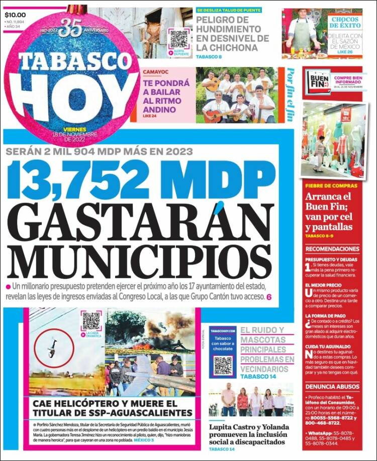 Portada de Tabasco Hoy (México)