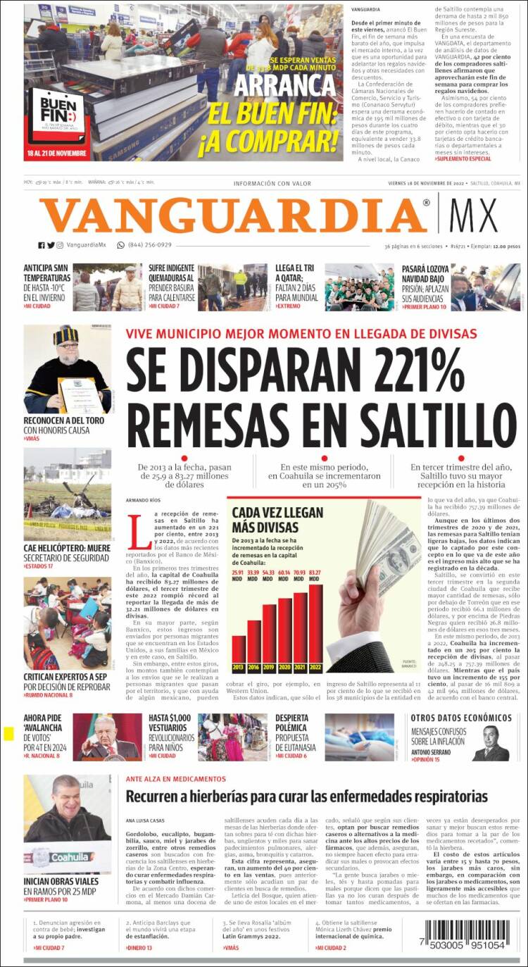 Portada de Vanguardia (México)