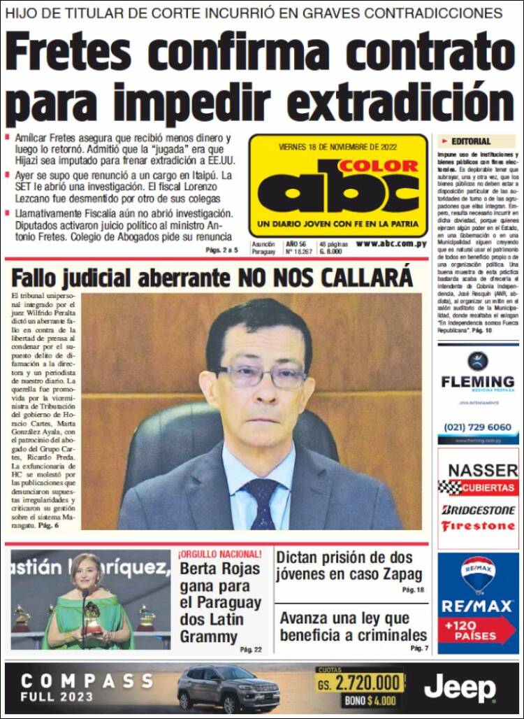 Portada de ABC Color (Paraguay)