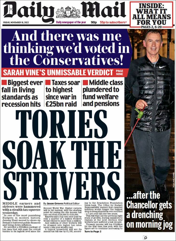 Portada de Daily Mail (Reino Unido)