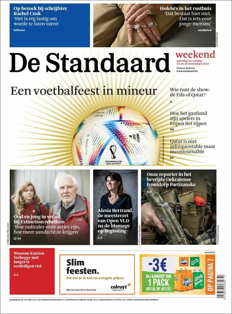 Portada de De Standaard (B&eacute;lgica)