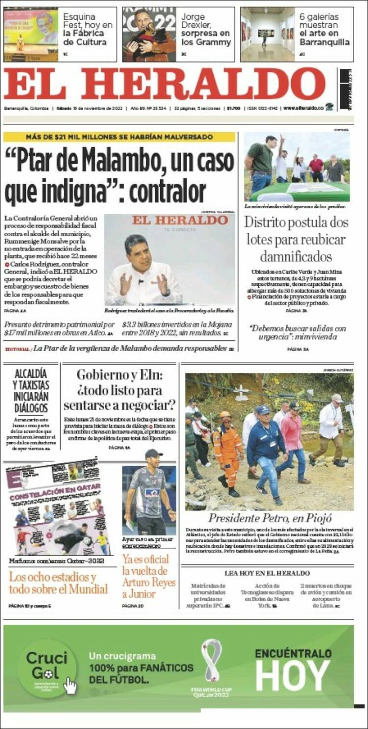 Portada de El Heraldo (Colombia)