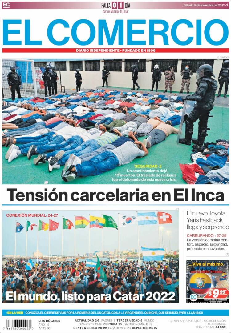 Portada de El Comercio (Ecuador)