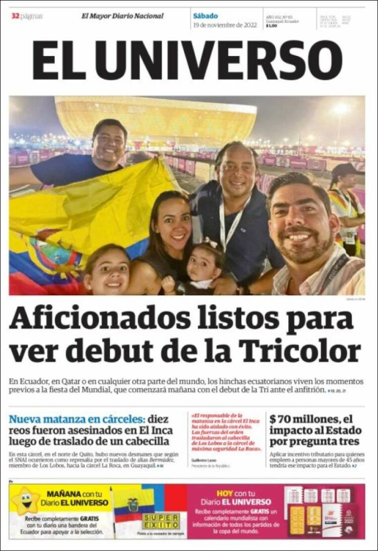 Portada de El Universo - Ecuador (Ecuador)