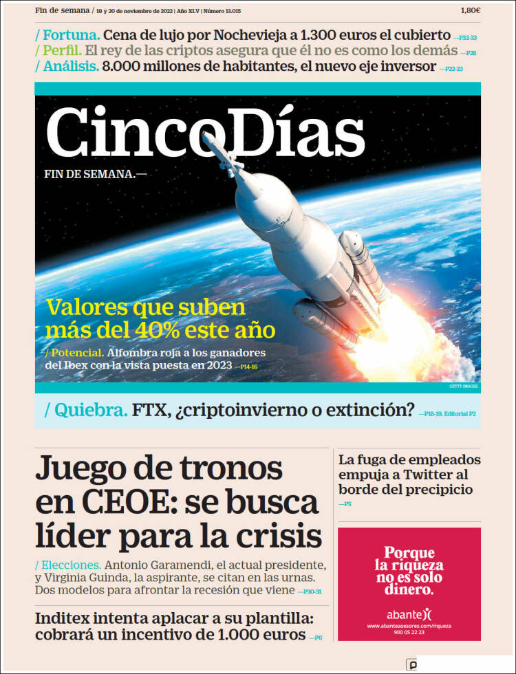 Portada de Cinco Días (España)