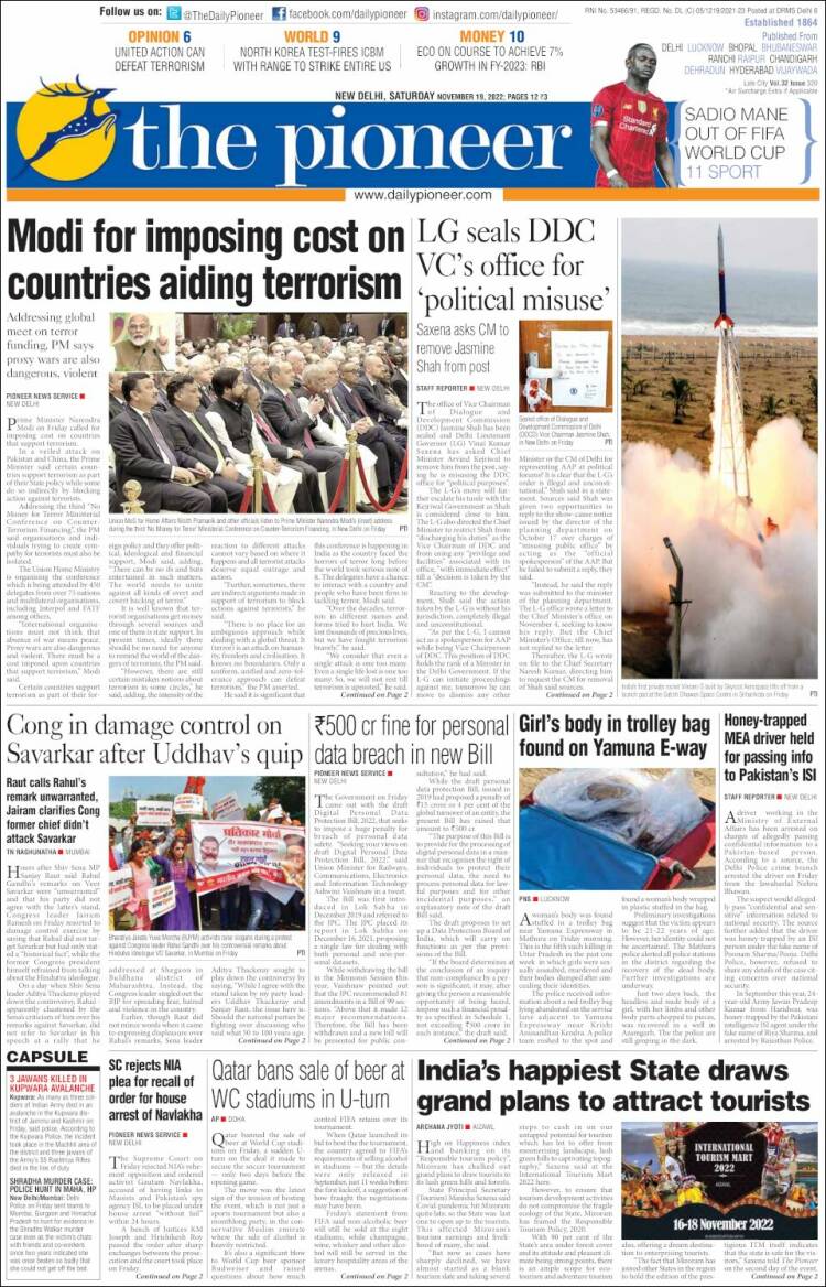 Portada de The Pioneer (India)
