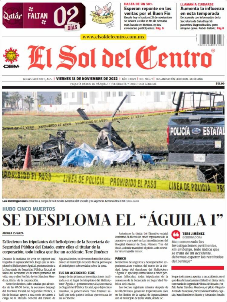 Portada de El Sol del Centro (México)