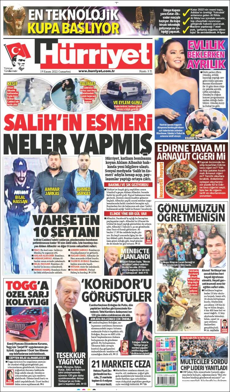 Portada de Hürriyet (Turqu&iacute;a)