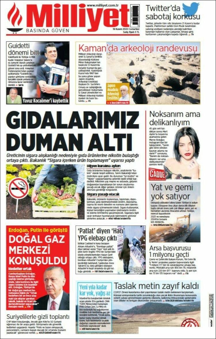 Portada de Milliyet (Turqu&iacute;a)