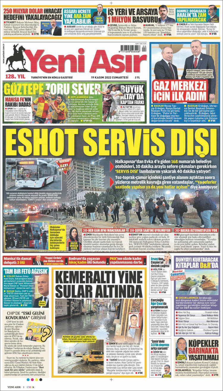 Portada de Yeni Asır (Turqu&iacute;a)