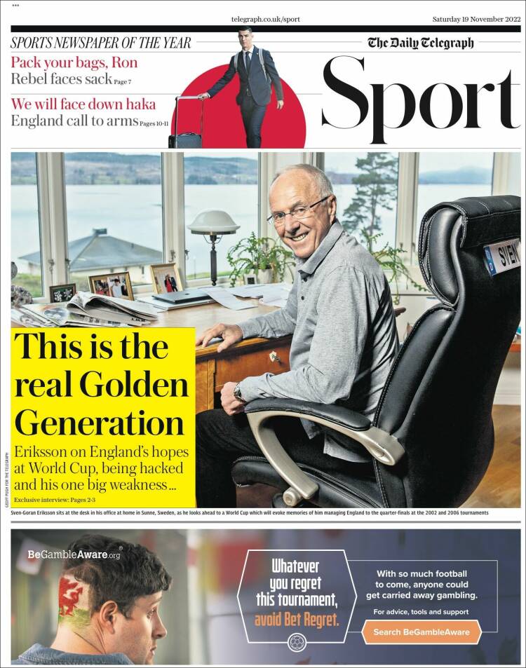 Portada de Telegraph Sport (Reino Unido)