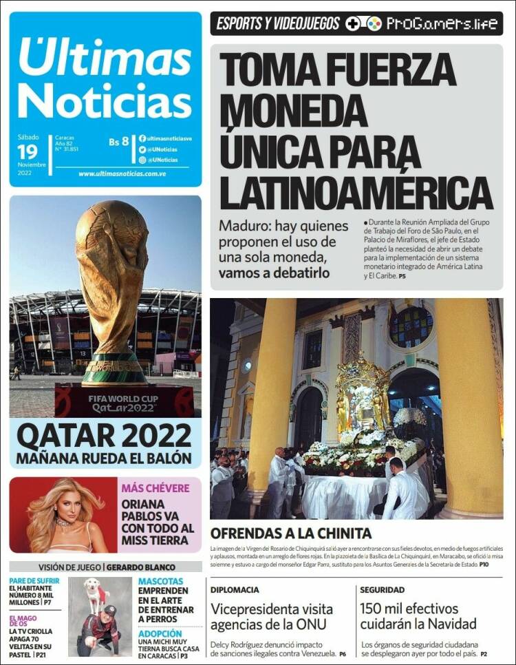 Portada de Últimas Noticias (Venezuela)
