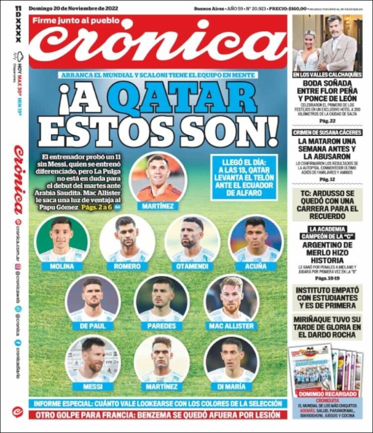 Portada de Crónica (Argentina)