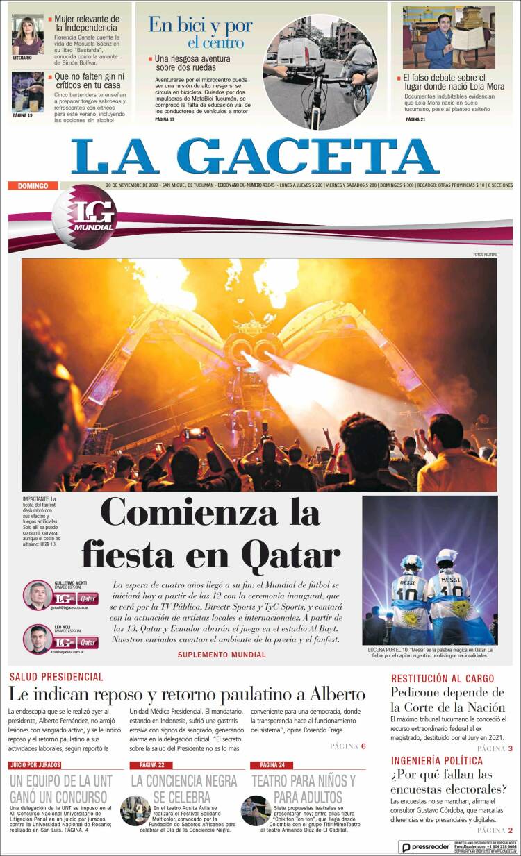 Portada de La Gaceta (Argentina)