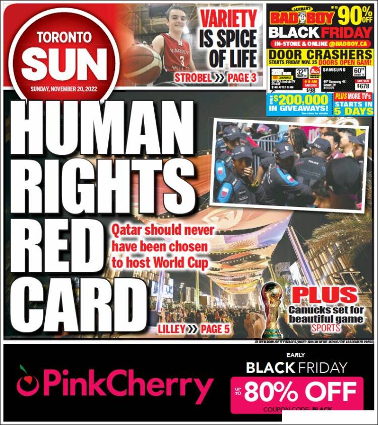 Portada de The Toronto Sun (Canada)