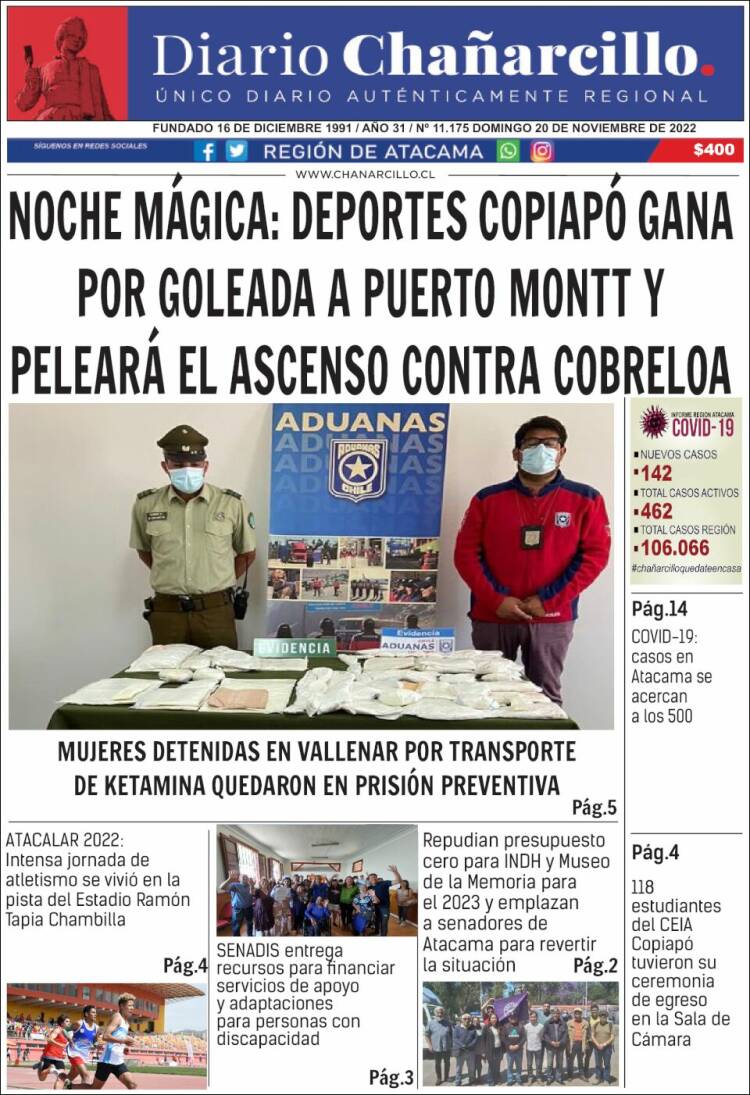 Portada de Diario Chañarcillo (Chile)