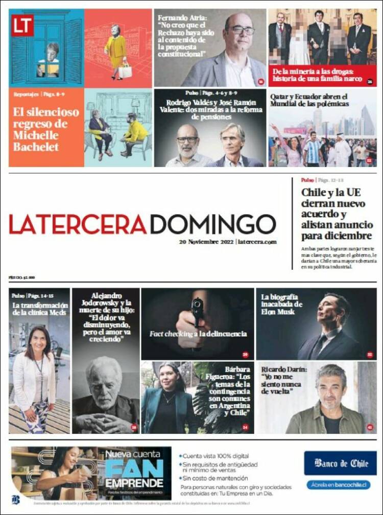 Portada de La Tercera (Chile)
