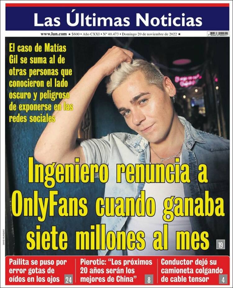 Portada de Las Últimas Noticias (Chile)