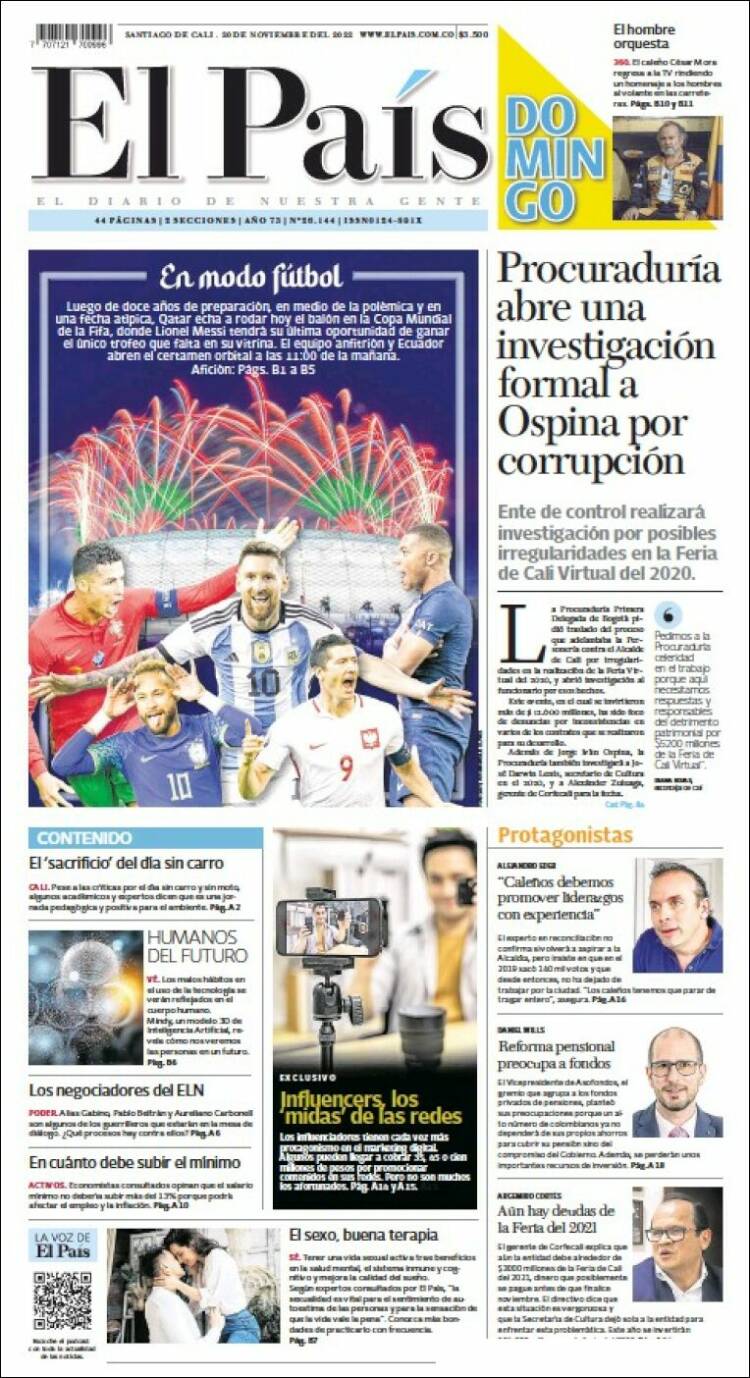Portada de El País - Cali (Colombia)