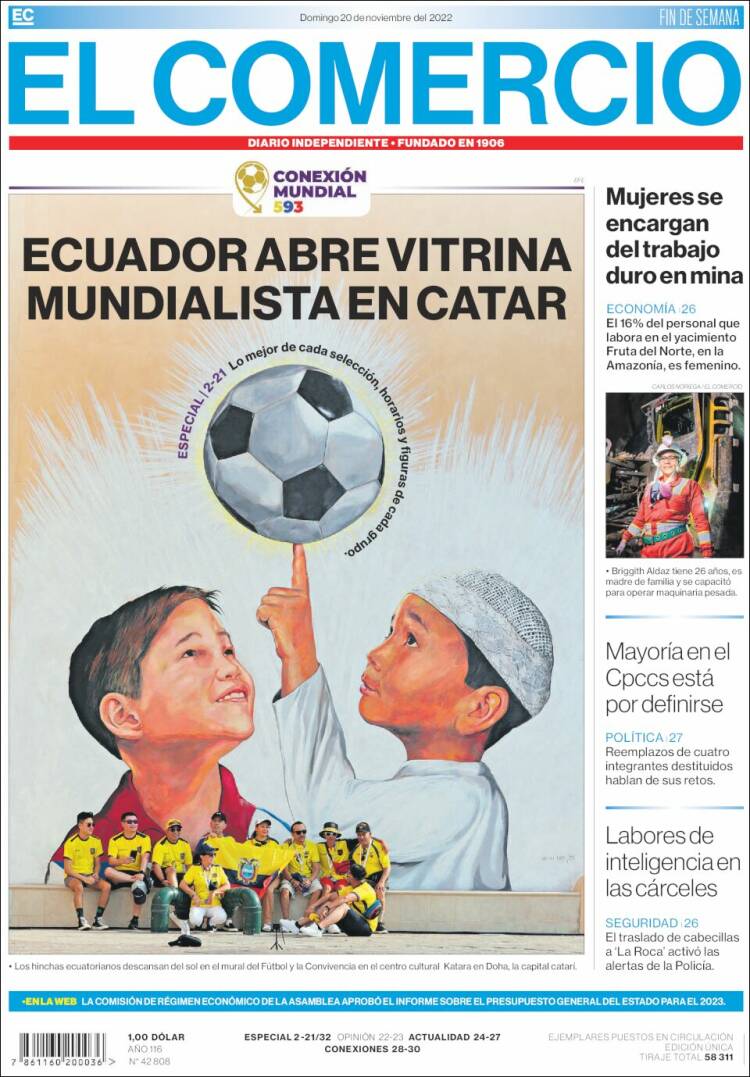 Portada de El Comercio (&Eacute;quateur)