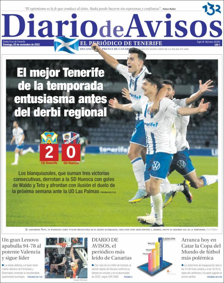 Portada de Diarios de Avisos (Spain)