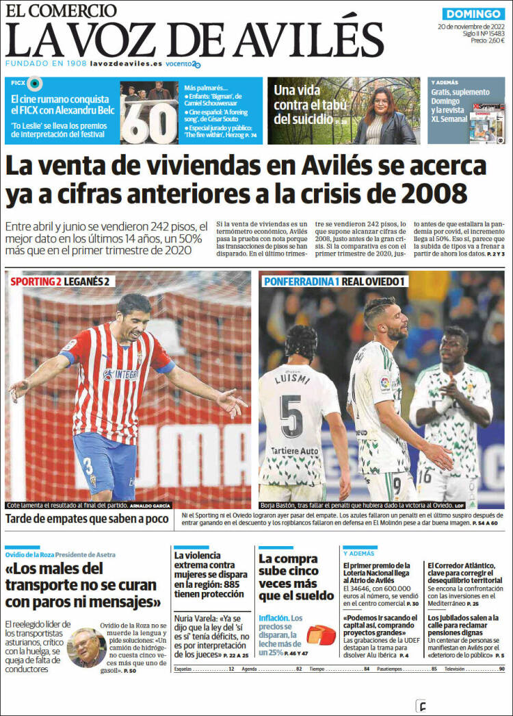 Portada de El Comercio - Avilés (España)