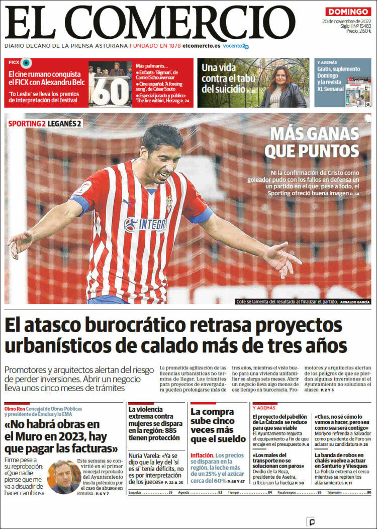 Portada de El Comercio - Gijón (España)