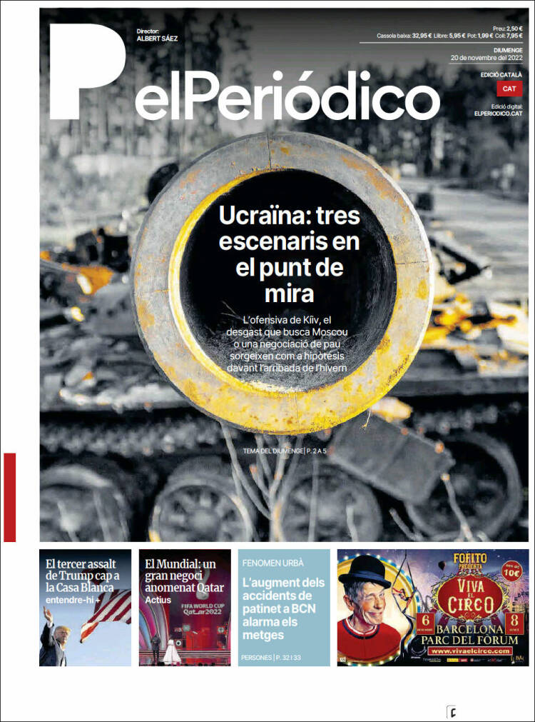 Portada de El Periódico de Catalunya (España)