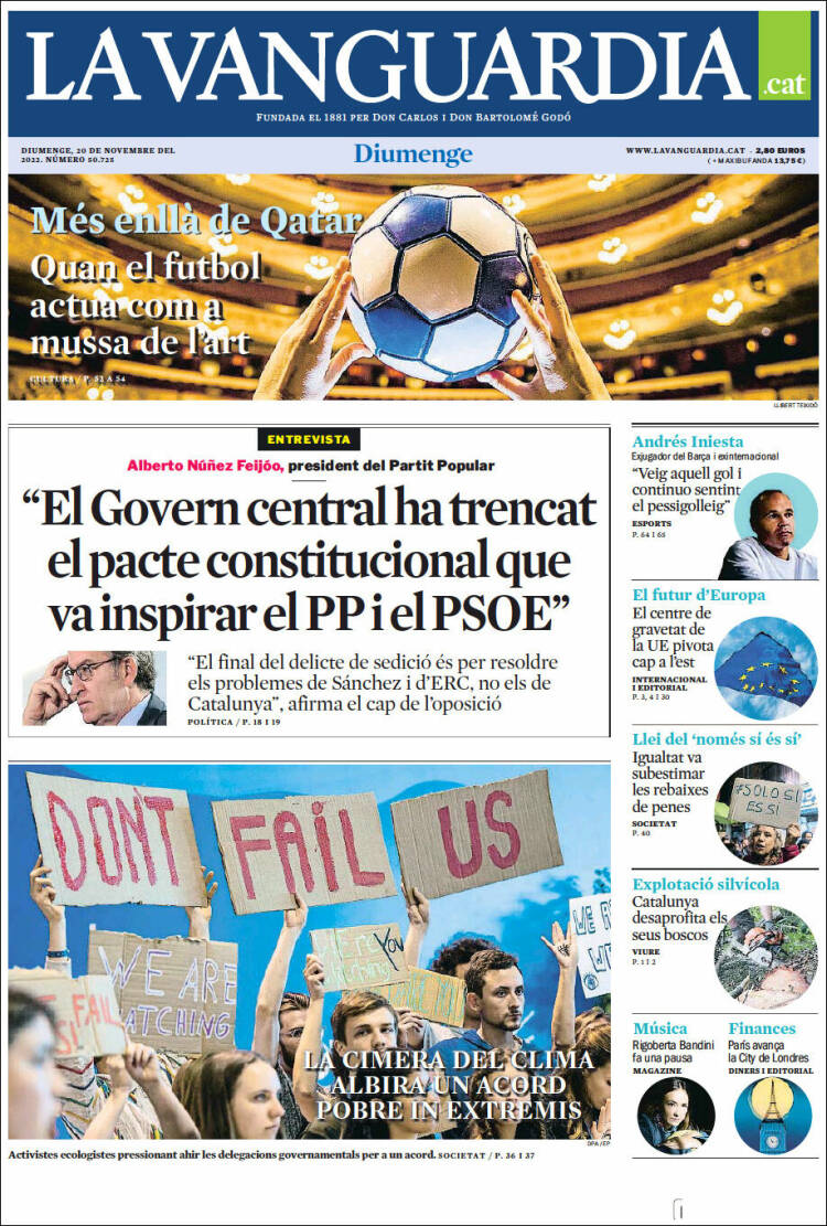 Portada de La Vanguardia (España)