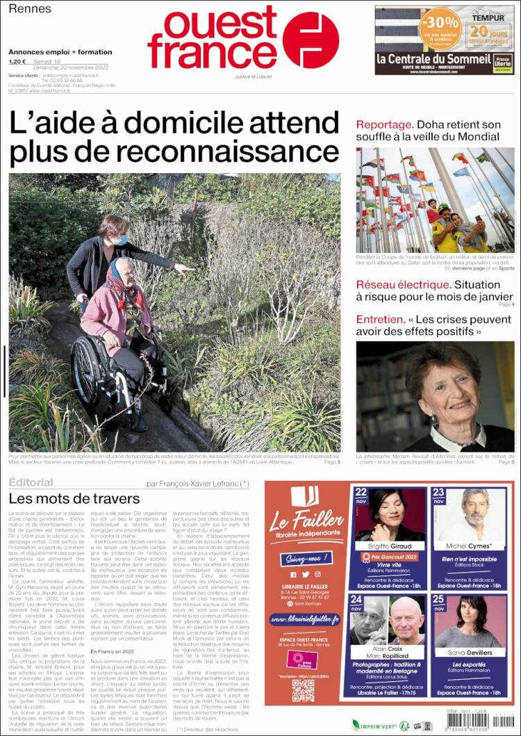 Portada de Ouest France (Francia)