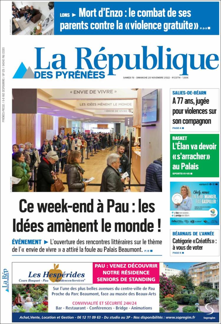 Portada de La République des Pyrénées (Francia)