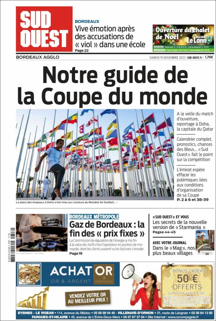 Portada de Sud Ouest (Francia)