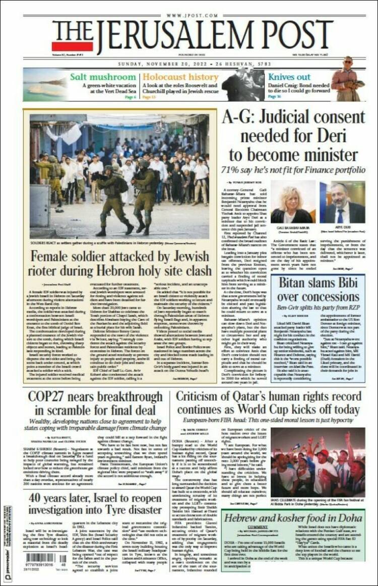 Portada de The Jerusalem Post (Israel)