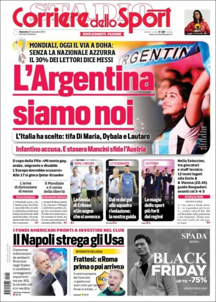 Portada de Corriere dello Sport (Italia)
