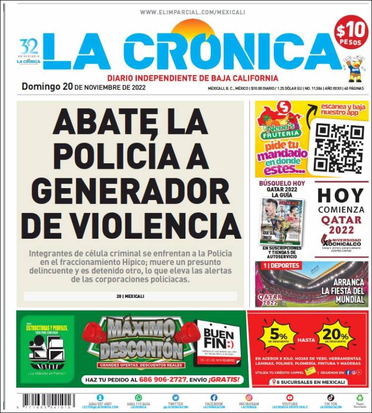 Portada de La Crónica de Baja California (Mexico)