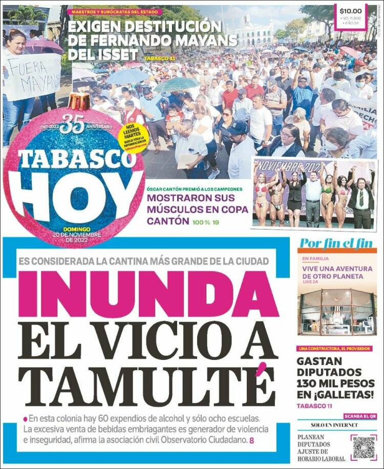 Portada de Tabasco Hoy (Mexico)