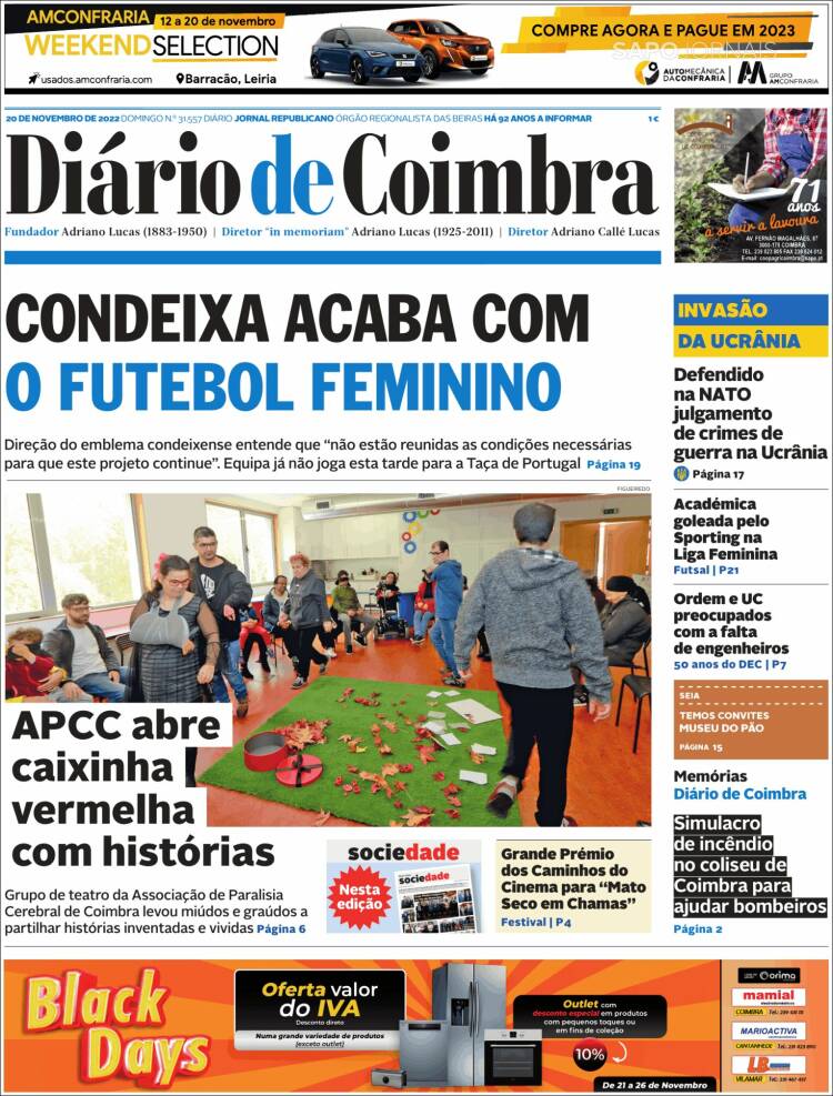 Portada de Diário de Coimbra (Portugal)